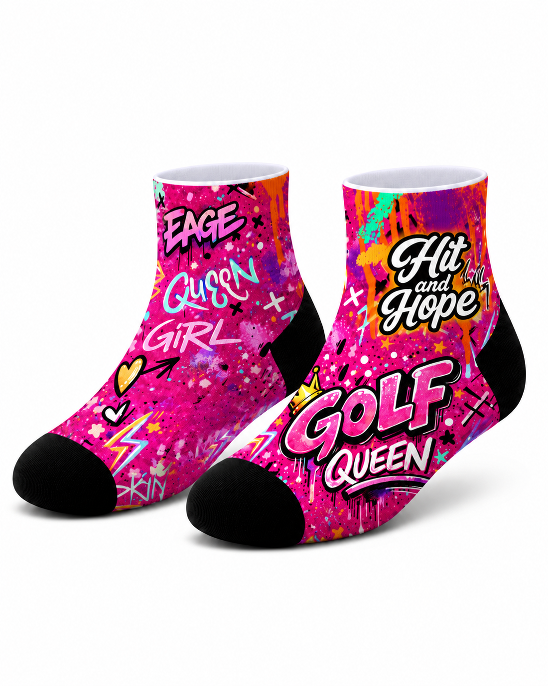 HIT AND HOPE Quarter-Socken – Graffiti Golf Queen Magenta