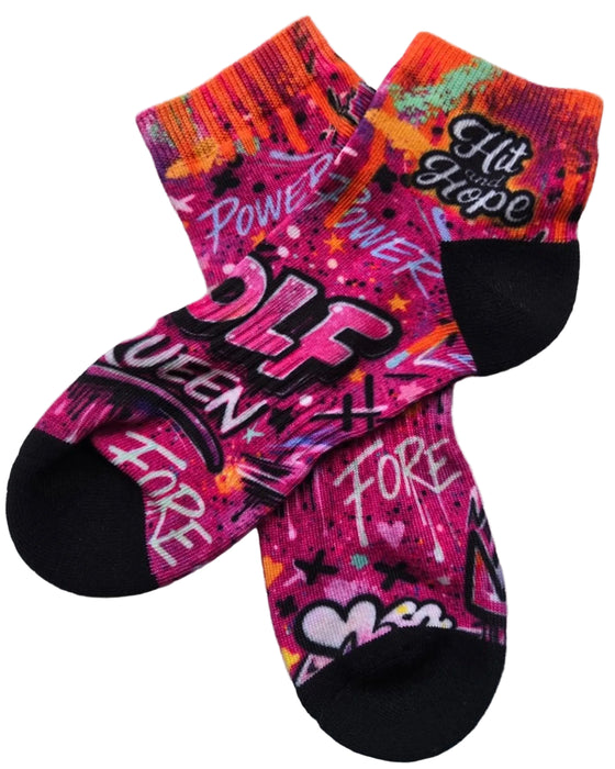HIT AND HOPE Quarter-Socken – Graffiti Golf Queen Magenta
