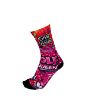 HIT AND HOPE Golfsocken – Graffiti Golf Queen Magenta