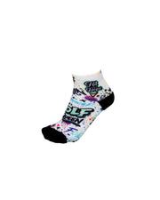 HIT AND HOPE Quarter-Socken – Graffiti Golf Queen White Pastel